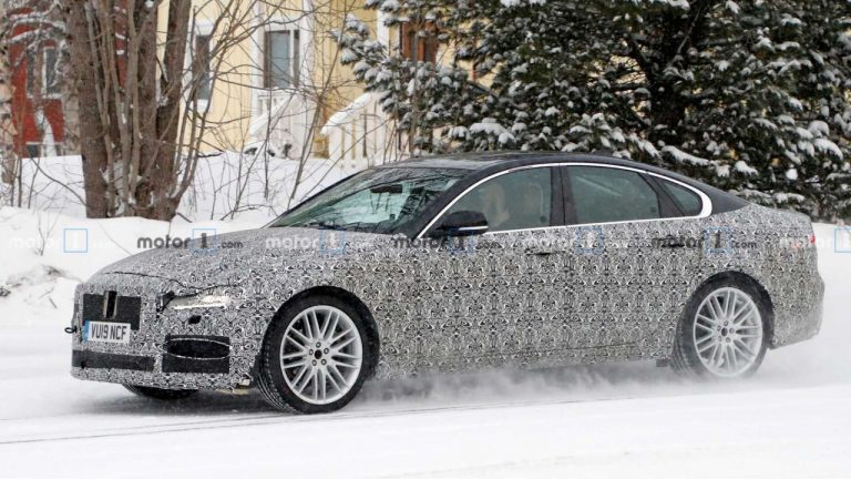 2021 Jaguar XF facelift spied up close hiding updated design
