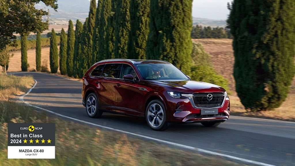 Mazda CX-80 von Euro NCAP als sicherstes Fahrzeug seiner Klasse ausgezeichnet